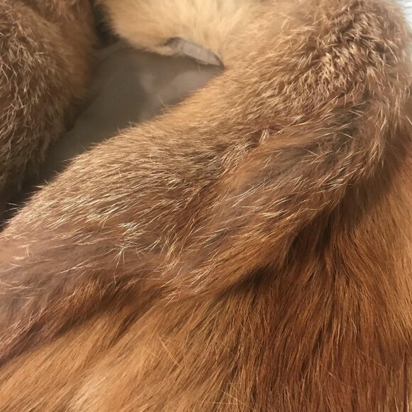 Pauly Nürnberg Fürth Real Fox Fur Coat Womens Large Brown Red Mid Length Lined - Picture 12 of 15